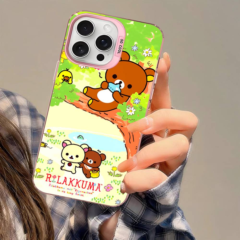 Cute Rilakkuma Bear Phone Case For IPhone 17 16 15 14 13 12 11 Pro MAX Matte Shockproof Back Anti Fall Matte Cover