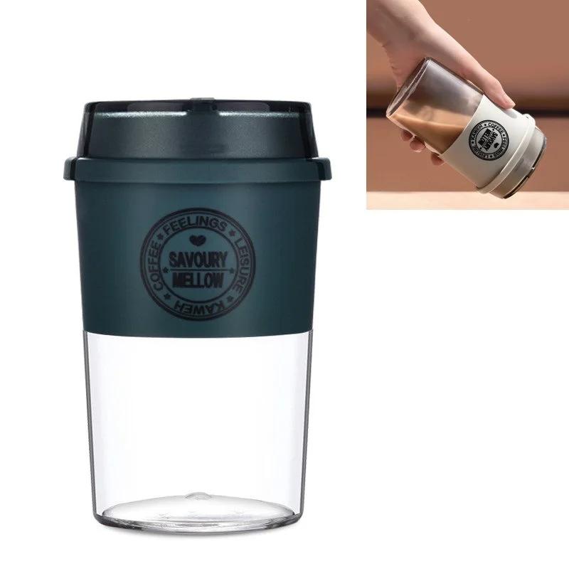 

300ML Portable Coffee Mug Cup 1pc Outdoor Leisure Sealed Leak-Proof with Cover Vacuum Cup Creative Plastic Water Mug VIE LENTE 300ml