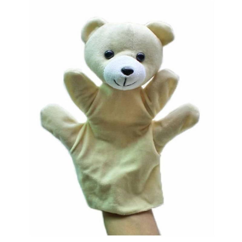 Weiche und entzückende Handpuppen von Gemeinschaftshelfern mit bunten Tiermotiven