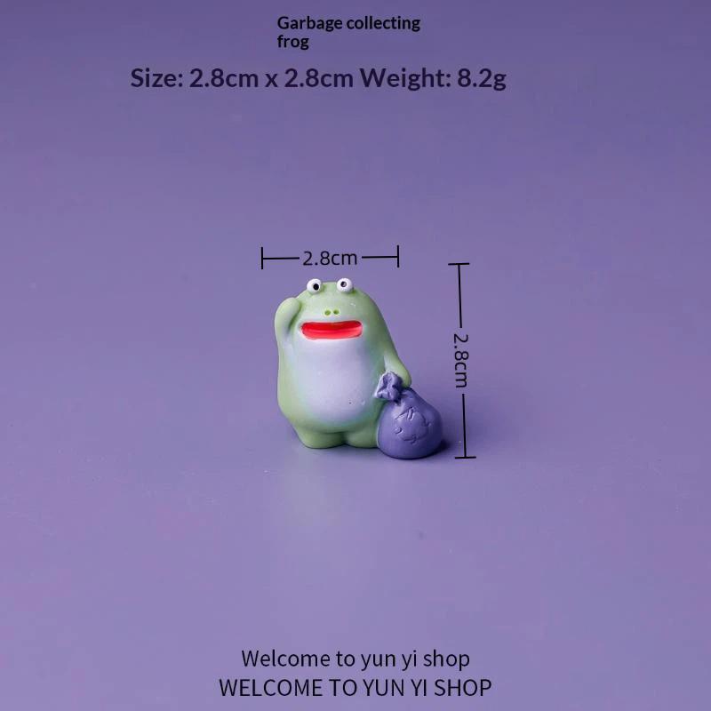 6 PCS Cute Big Mouth Frog Resin Car Decorations Funny Sad Green Frog Mini Crafts for Auto Dashboard Home Desktop Decor
