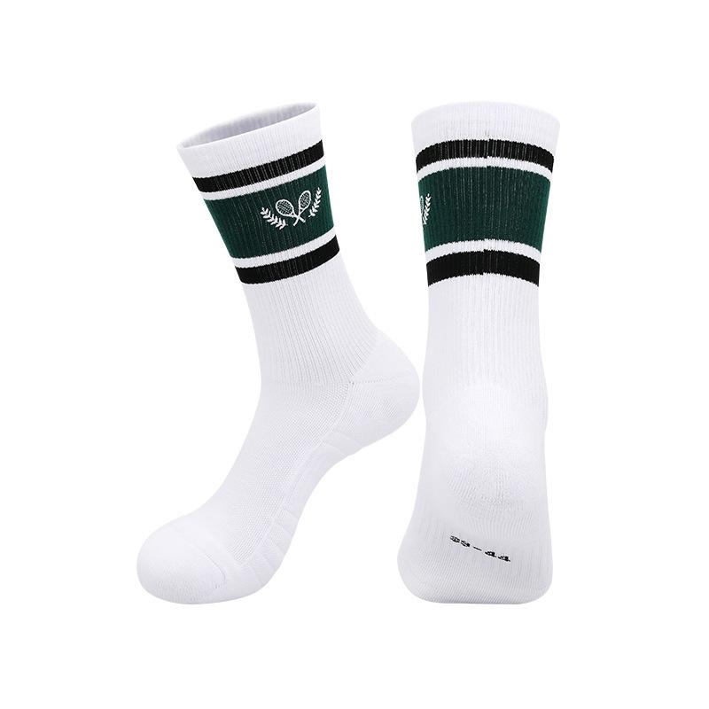 Sommer Professionelle Tennissocken Verdickter Frottee-Boden Gestickt Rutschfeste Baumwollsocken Badminton Mittlere Röhre Socken Sportsocken