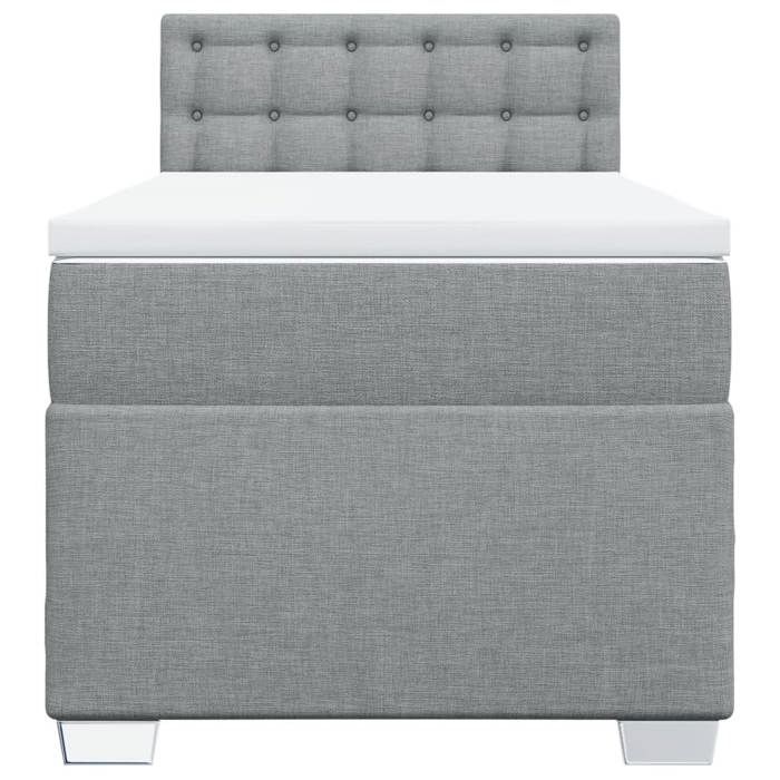 Maison Exclusive - Slatted Bed Base with Mattress Light Grey 90x200 Cm Fabric