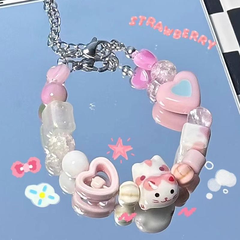 Multicolor Adjustable Beaded Bracelet Skin Friendly Jewelry Trendy Accessory For Teens Girls Casual Wear Handchain