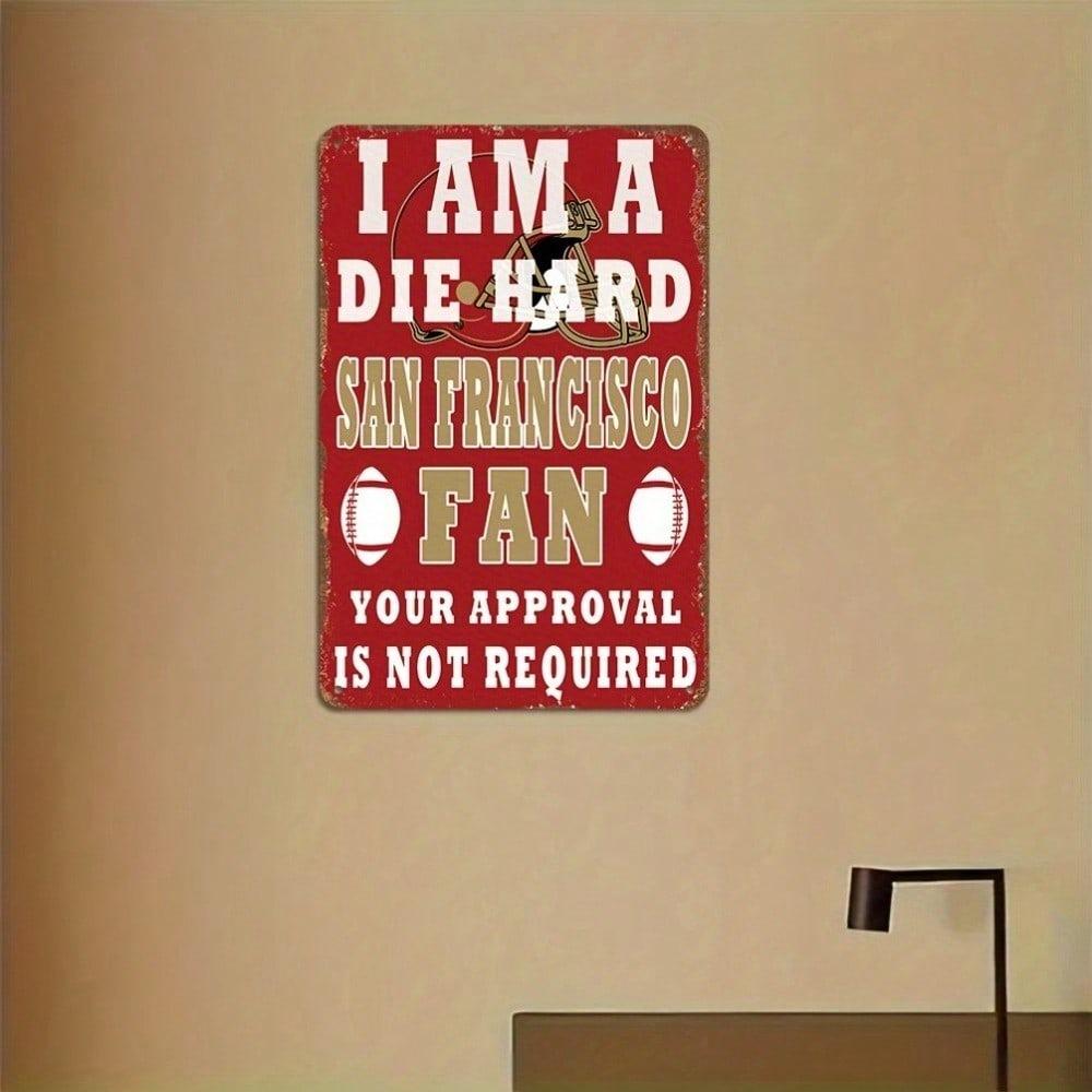 San Francisco 49ers Tin Metal Sign, NFL Football Wall Art Decor for Bar Garage Pub, Vintage Rustic Home Decoration