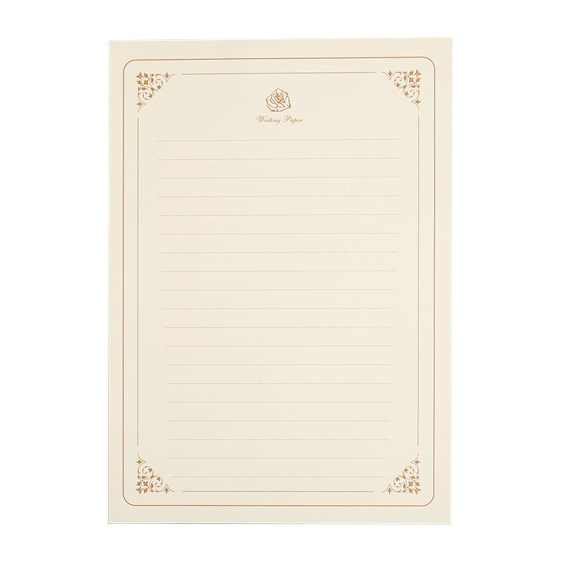Golden Rose Romantic Retro Letter Paper - Handwritten Love Stationery (B5, A5, A4)