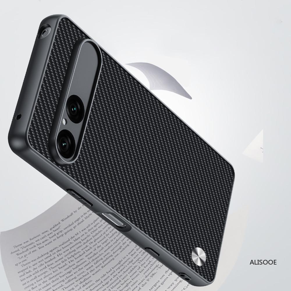 Etui dla Sony Xperia 10 VII Luksusowe Etui Ochronne z PU-Skóry o Teksturze Włókna dla Sony Xperia10 VII Capa Wstrząsoodporna Funda