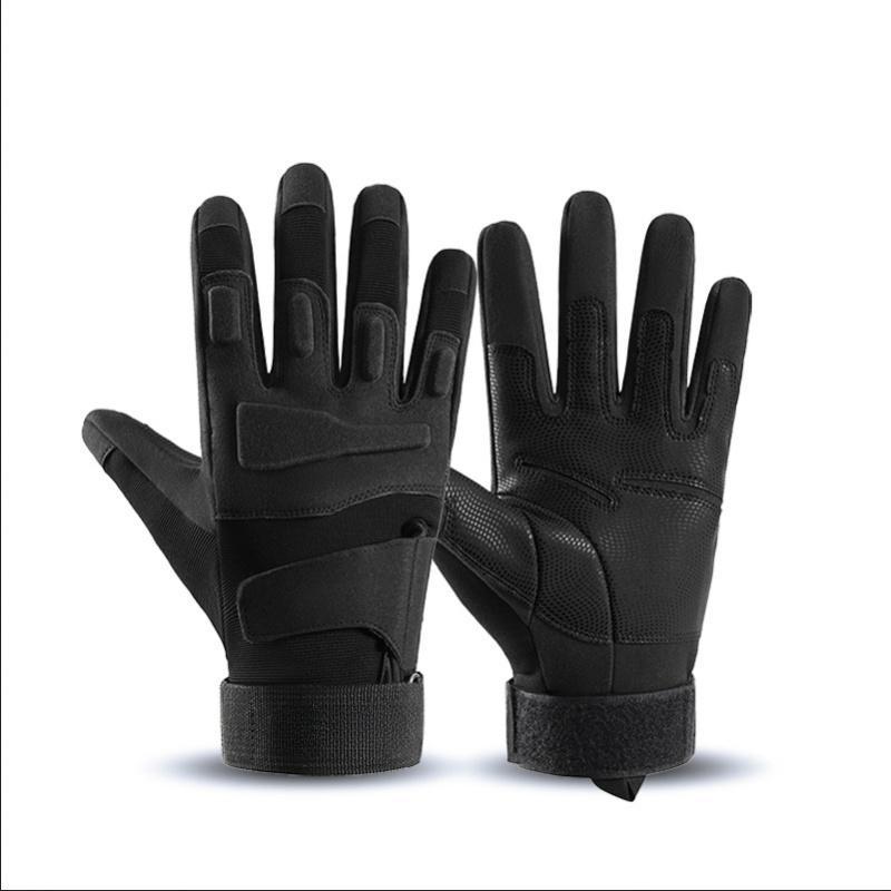 

Outdoor Tactical Full Finger Bicycle Antiskid Cycling Gloves Men Women Paintball Shooting Airsoft Combat Protection Glove L чорний