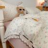 Korean French Style Hollow Lace Puff Cotton Bedding Set, Girly Duvet Cover - Available As 4-Piece or 3-Piece Set