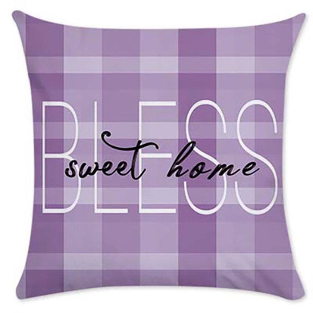 Lilac Check Lavender Pattern Home Decor Pillowcase Living Room Sofa Polyester Cushion Cover with Zipper
