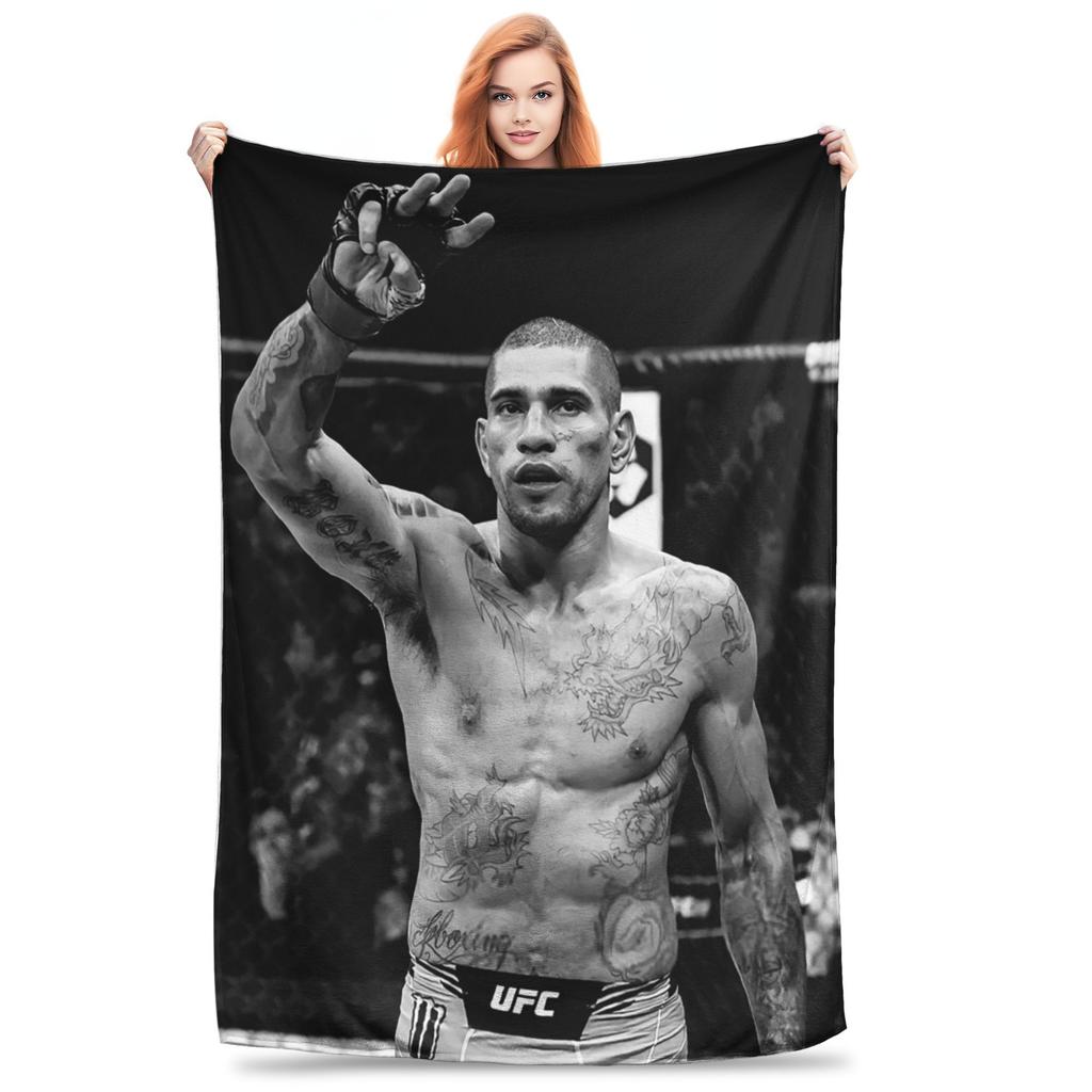 Flannel Throw Blanket Alex Pereira Bootleg Fighter Boxing Warm Plush Blankets Soft Bedspread for Bed Livingroom Home Travel Sofa