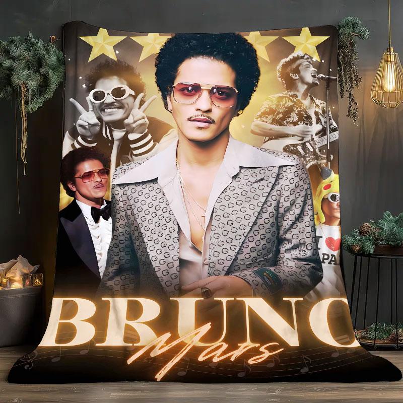 1Pc Brunomars Print Flannel Blanket, High quality Comfortable for All Seasons, Warmth and Comfort, Perfect for Christmas Gifts