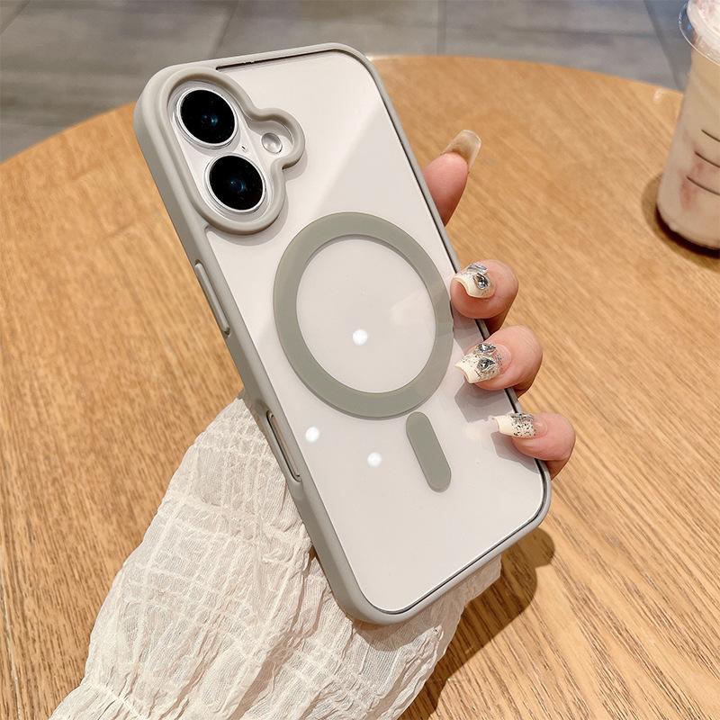 For IPhone 16 Promax Transparent Magnetic Phone Case for Apple 17 Magsafe Anti Drop Protective Case Simple