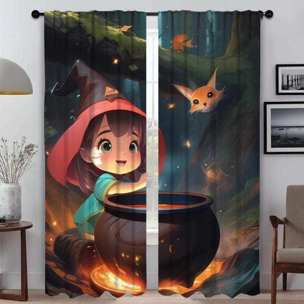

Плотные шторы для комнаты, 2 панели, детские иллюстрации, элегантные шторы для комнаты, шторы для домашнего интерьера, тюль для спальни, абажуры W50xH70cmx2pcs-CL