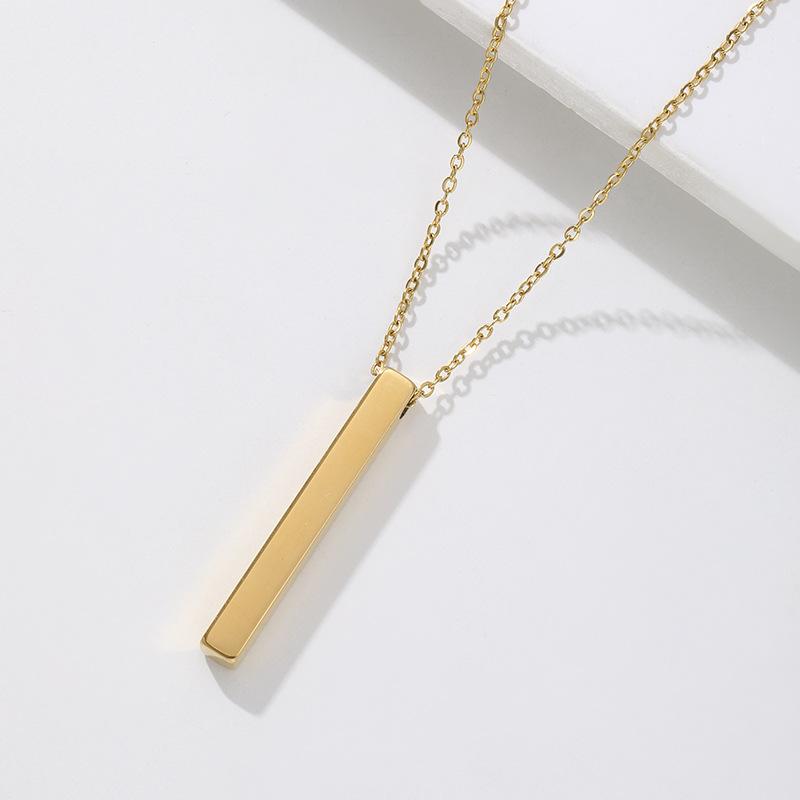 Minimalist Vertical Bar Pendant Necklace, Customizable Engravable Stainless Steel Chain for Men Women