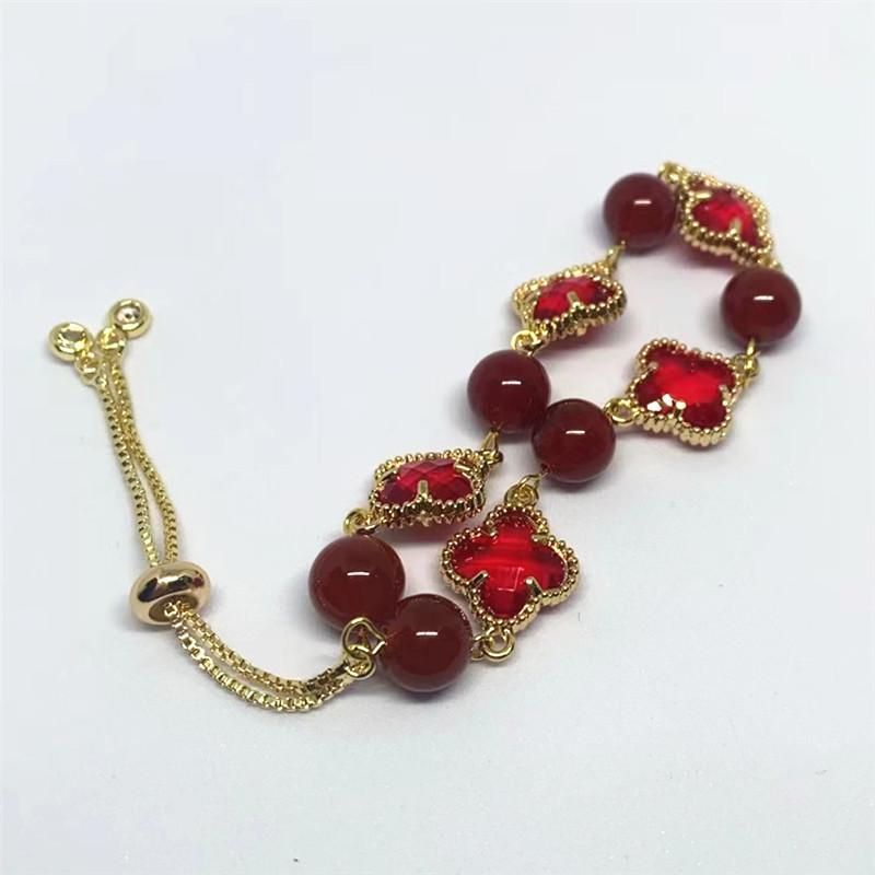 

Fashion four-leaf clover bracelet, natural Huangtashan amethyst and white crystal energy bracelet, fresh.