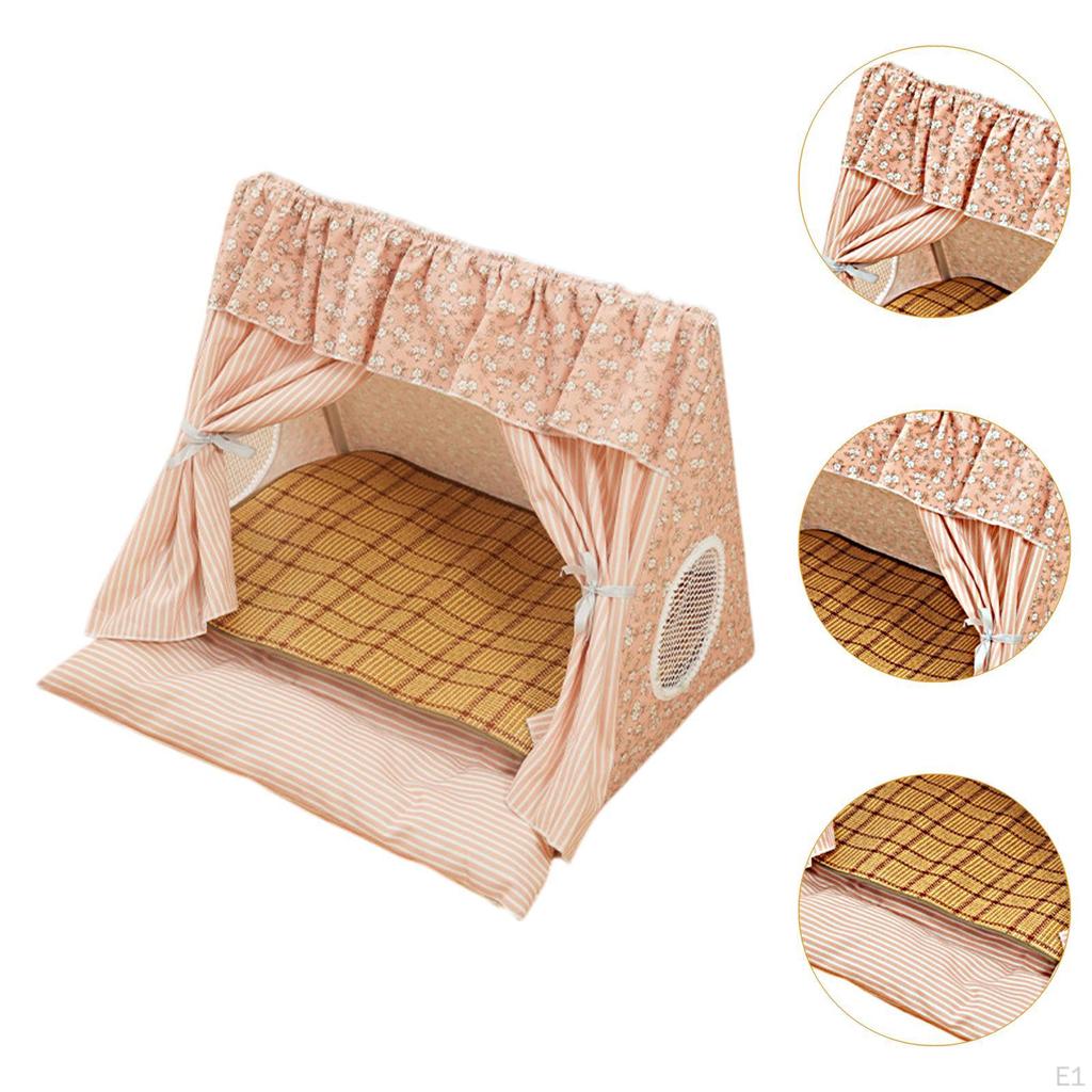 Cat Indoor Tent House Teepee Pet Bed,Creative,Washable,Cave with Door Curtain Portable Bed Dog