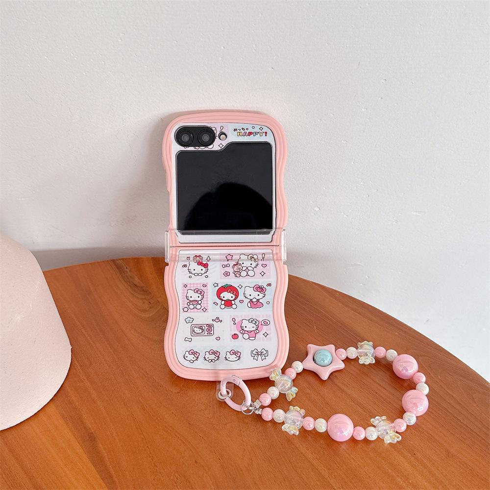 Hello Kitty Samsung Galaxy Z Flip Series Folding Soft PC Phone Case with Lanyard
