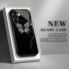Black Butterfly Pattern Tempered Glass Phone Case Suitable for Samsung GalaxyS26 S25 S24 S23 S22 S21 S20FE/Ultra/Plus5Ganti Drop