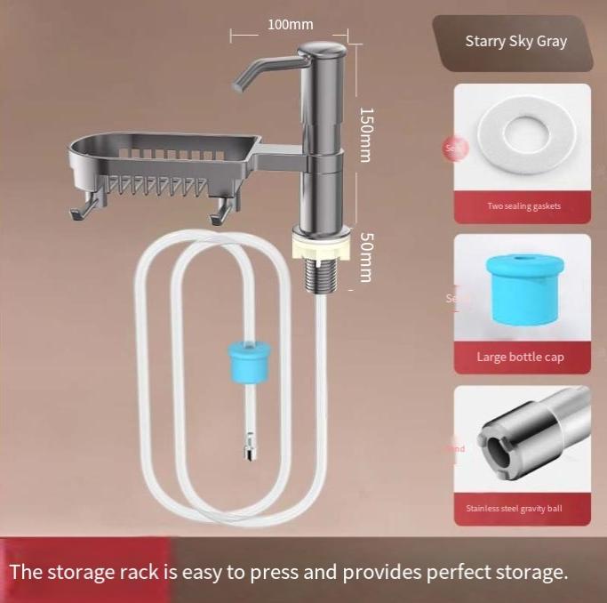 Sink Soap Dispenser Built-in Design Liquid Bottle. Soap Hydraulic Dispenser for Kitchen Household Kitchen Sink Soap Dispenser серый