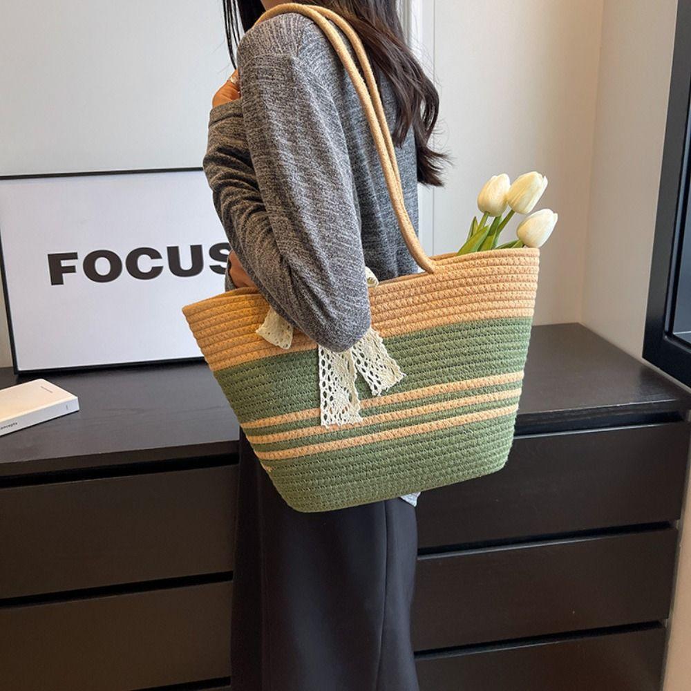 

Ретро-пляжна сумка для зберігання кошика для пікніка з мотузки 3