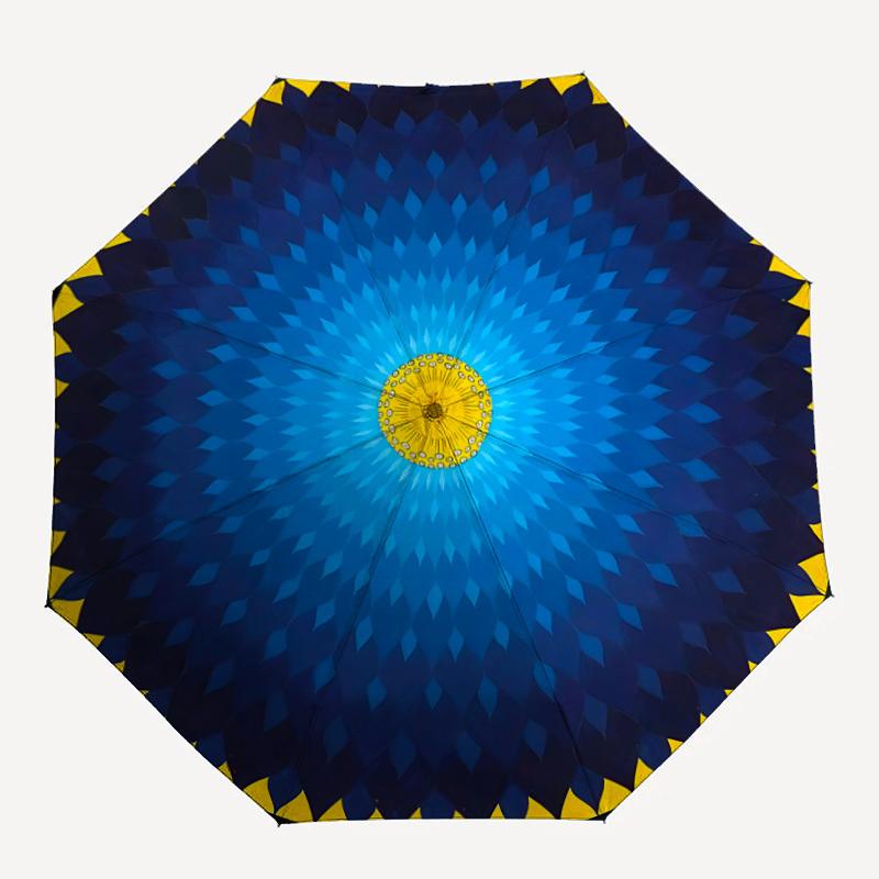 

1pc Mandala Artwork Auto-Fold Umbrella with One-Touch Open/Close - 8 Reinforced Ribs for Windproof Stability, yy251118201