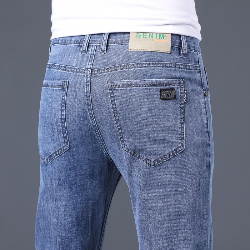 Autumn And Winter Thick Jeans Men'S Slim Fit Small Straight Leg New Men'S Pants Business Casual Men'S Long Pants Trendy Brand