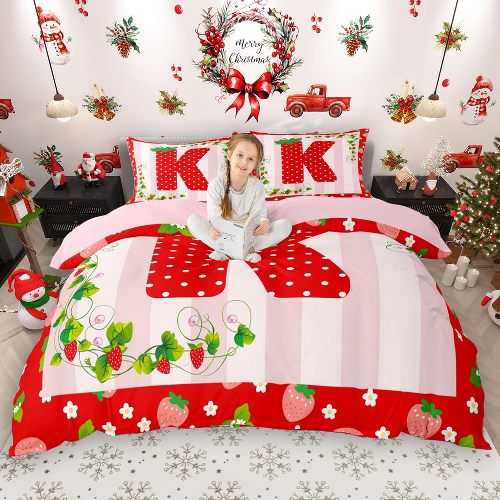 Comforter Homewish Girls Xmas Monogrammed 2Pcs/3Pcs Christmas Personalized Letter Bedding Happy New Year Gifts Bed Set