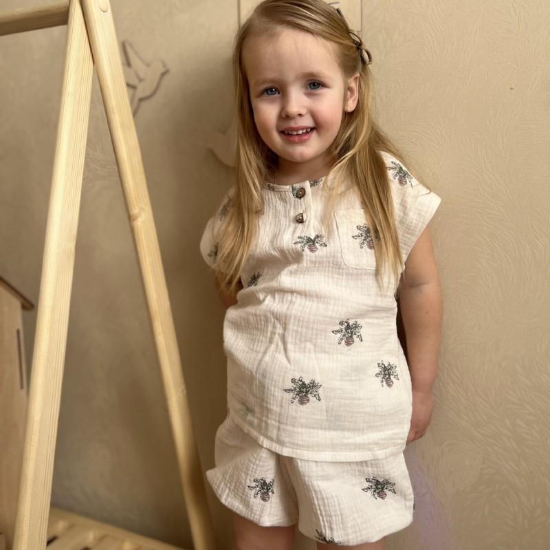 Soft Cotton Toddler Pajama Set Boys Girls Short Sleeve Sleepwear A-Grade Safe Thin Comfortable Home Outfit