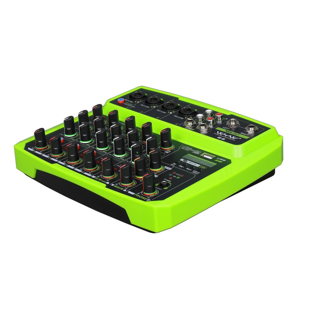 B6 Portable 6 Channels Audio Mixer USB Mixing Console Supports BT Connection with Sound Card Built in 48V Phantom Power