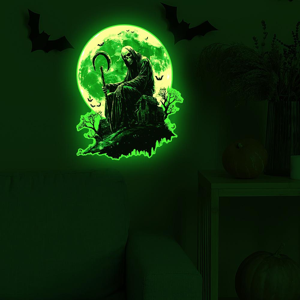 Halloween Night Light Eerie Skull Head Bedroom Living Room Home Background Atmosphere Decoration Wall Stickers
