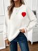 2025 Autumn-Winter Plus Size European American Women's Heart Round Neck Casual Knit Sweater