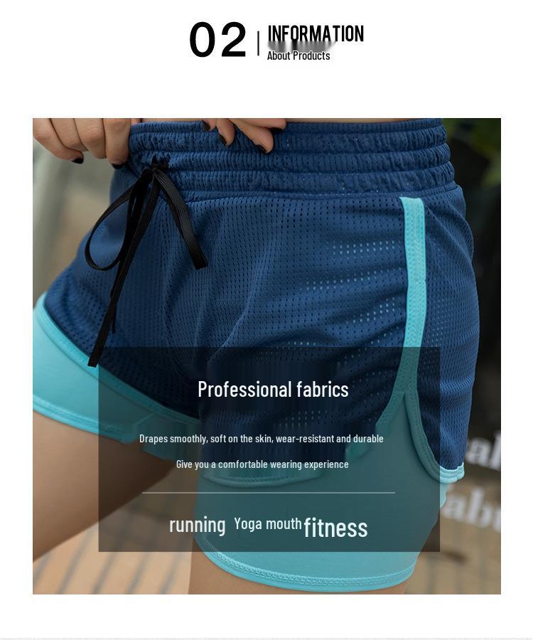 Women's Quick-Dry Mesh Yoga Shorts - Summer Anti-Exposure Two-in-One