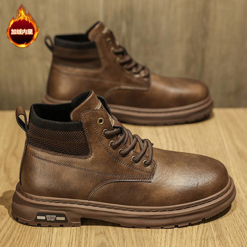 

Men s shoes autumn and winter high-top Martin boots 2025 new men s British low-top casual leather shoes retro tooling shoes 44