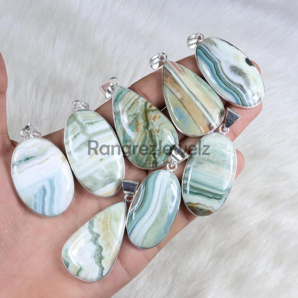 Saturn Chalcedony Pendant Sterling Silver Pendant Green Saturn Pendant Bezel Pendant Saturn Chalcedony Gemstone Pendant Saturn Pendant Necklace