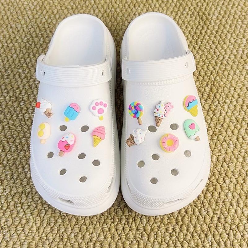 12PCS Fashion Shoe Charms for Clogs Set Accessories Hole Shoe Buckle Summer Cute Ice Cream Doughnut DIY Shoes Decorations