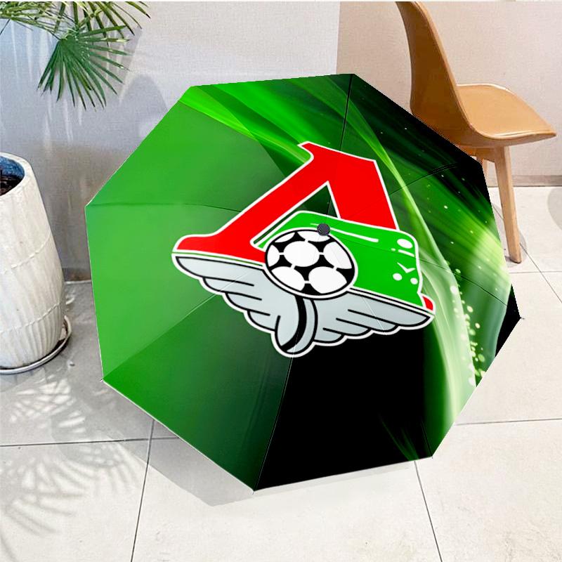Green And Red Soccer Emblem Printed Automatic Umbrella, 8-Frame for Travel, camping, Casual Umbrella, Essential Gift for for family and friends