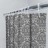 Classy Damask Shower Curtain Dark Grey White Pattern For Bathroom Decor Waterproof Fabric Shower Panels With Rings Set