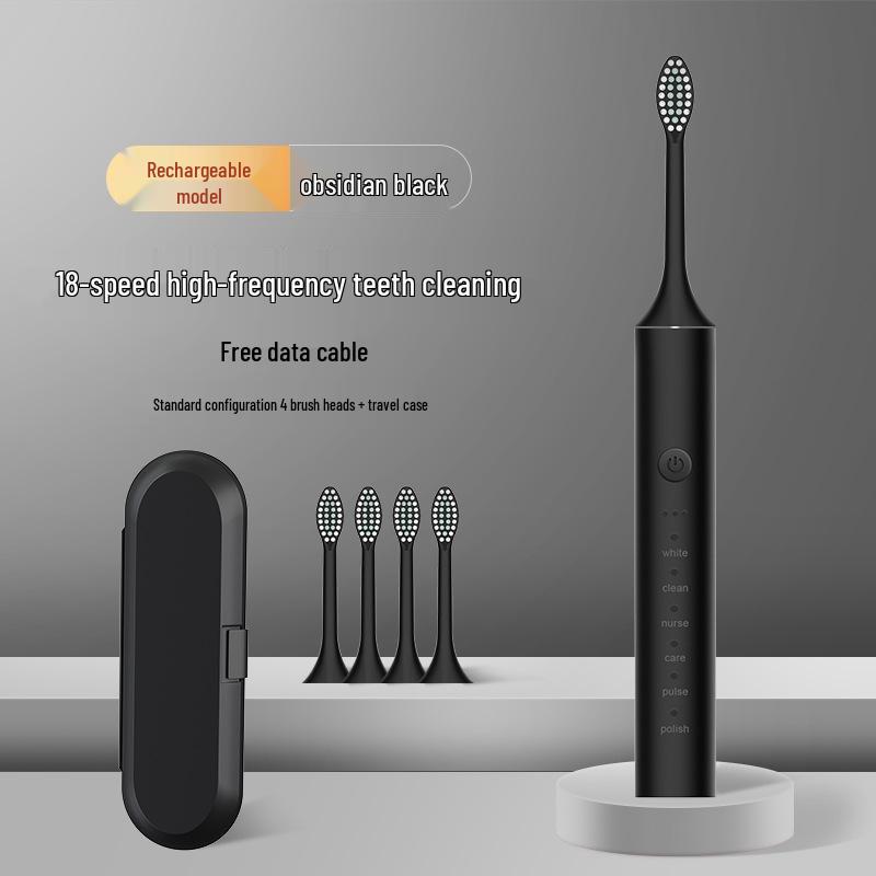 Unisex Rechargeable Ultrasonic Soft Bristle Electric Toothbrush for Home & Travel