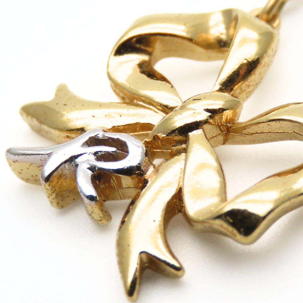 Used NINA RICCI Necklace NR Logo Metal Gold Plating