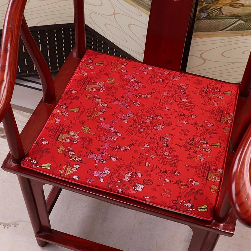 Square Chinese Style Mahogany Sofa Cushion Removable Washable Non-slip Single Seat Cushion Home Chair Pad Soft No Ball No Fading