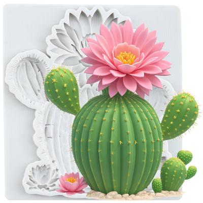 Cactus Silicone Molds Cactus Flower Fondant Mold Cake Decorating Tools Cupcake Topper Chocolate Candy Craft Gum Paste Polymer Clay