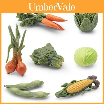 Realistisches 7-teiliges Gemüse-Set-Modell Enthält Spinat Karotte Mais Kohl Zwiebel Edamame Gefertigt aus langlebigem PVC