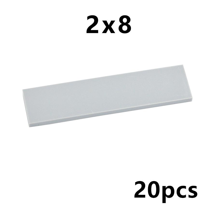 20Pcs 2x8 Smooth Tile Building Blocks - Educational Creative Dots Plastic Bricks Compatible With Major Brands Kids Toys