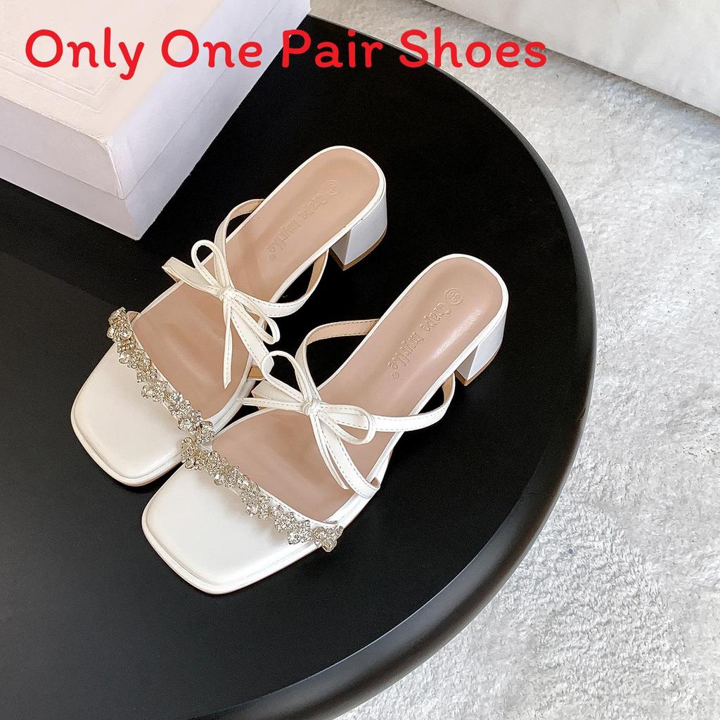 Fashion Bow Water Drill Summer Sandals For Women With Nonslip Pu Sole For Daily Wear