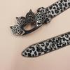Women's Men's Oversized Belt Leopard Print Rhinestones Embellished Rivets Accent Western Girdle for Hip Hop Event