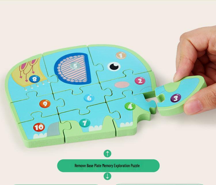 Children's 3D Wooden Number Puzzle: Educational Animal & Vehicle Board Toy