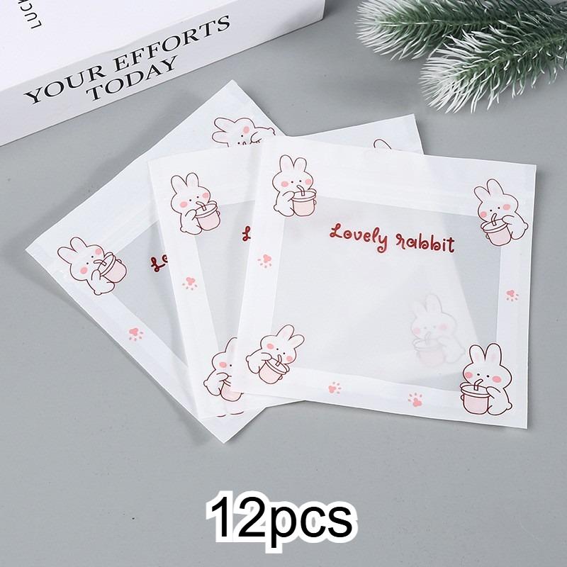 12pcs Cute Cartoon Self Sealing Bag, Travel Storage Bag, Jewelry Bag, Printed Sealed Bag, Earring Packaging Bag, storage bag