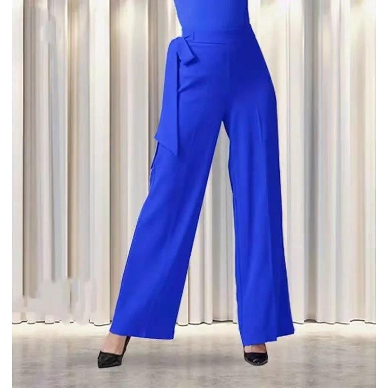 Lockere Tanz-Modern-Hose Ballsaal-Tanz Fließend Hohe Taille Hose Latein Band Hohe Taille Weite Beine Latein-Tanzhose