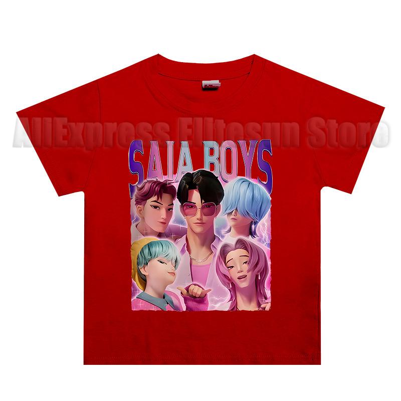 

Saja Boys Kids T Shirt Baby Clothes KPop Demon Hunters Casual Tops Movie Cotton T-shirt Fans Gift Children s Clothing kids-100(3T) червоний