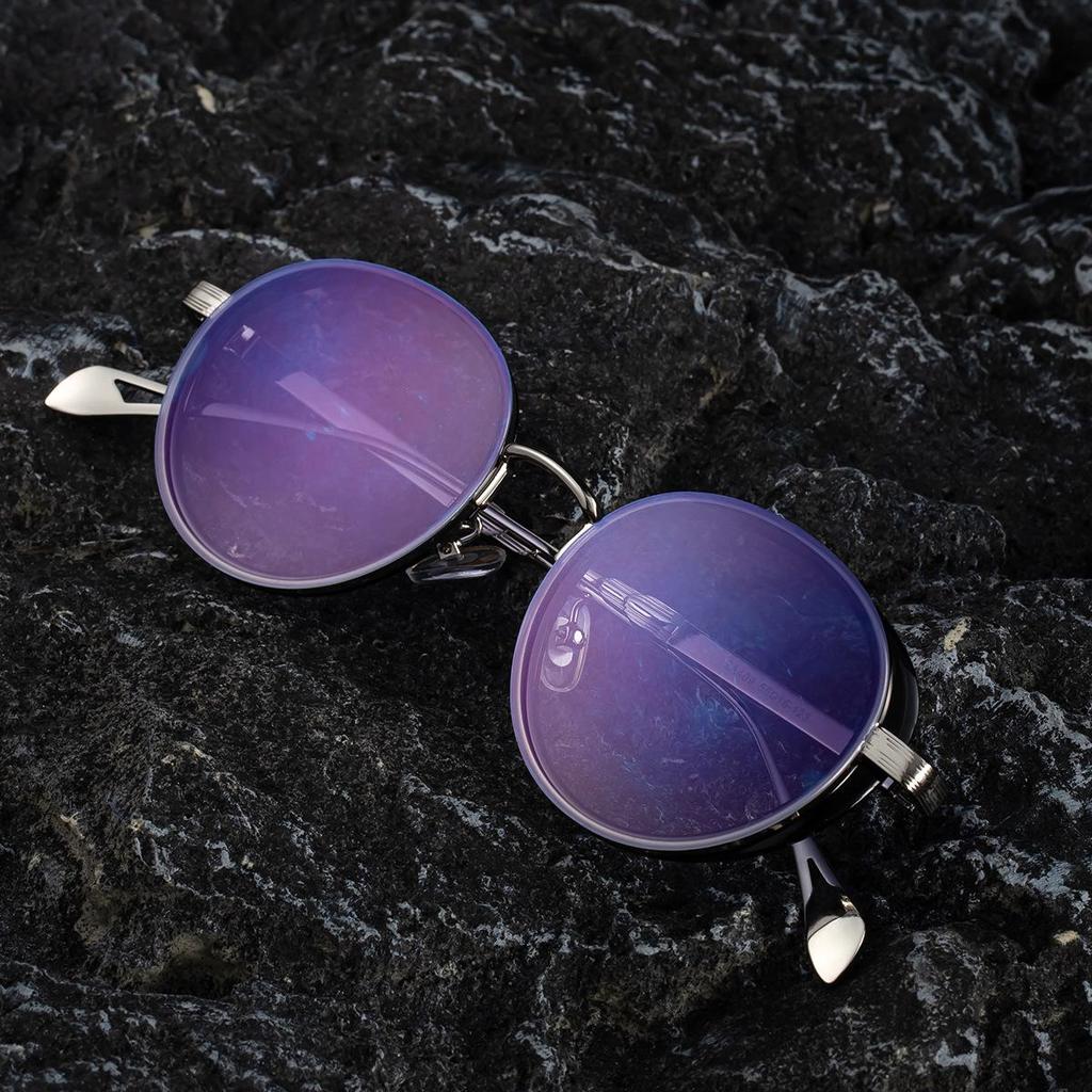 Trendiga runda steampunk-solglasögon för män med UV-skydd